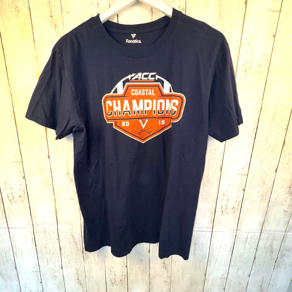 Virginia Cavaliers Fanatics Mens L 2019 ACC FOOTBALL DIVISION CHAMPIONS T-shirt